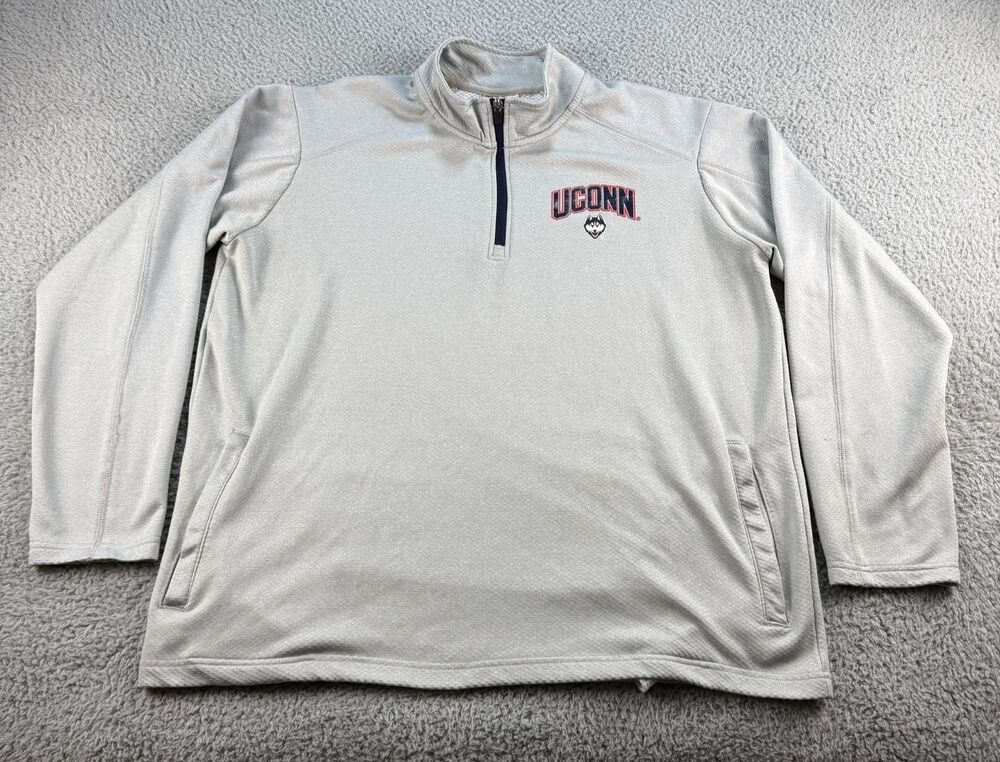 UConn Huskies Champion 1/4 Zip Pullover Mens XL Light Gray Sweatshirt NCAA CT